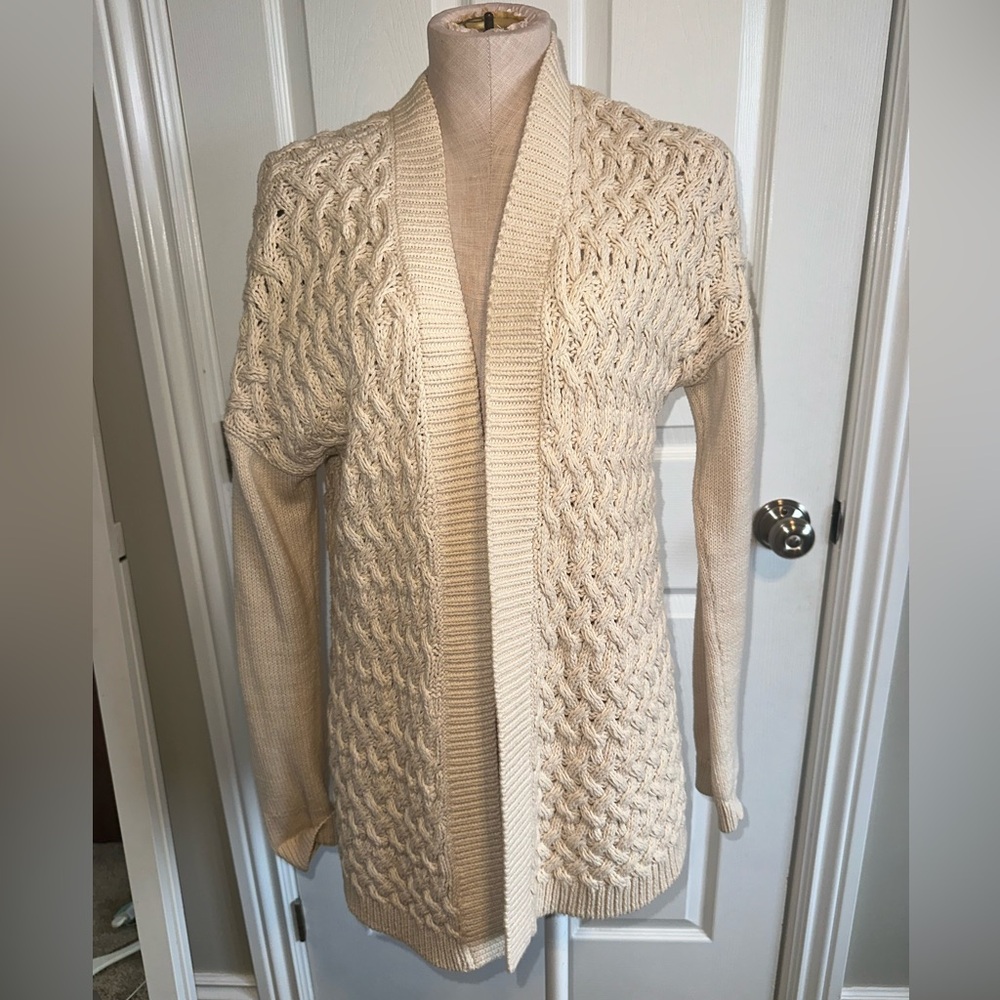 Gap Cozy Cable-Knit Open Front Women’s Sweater Cardigan - Cream